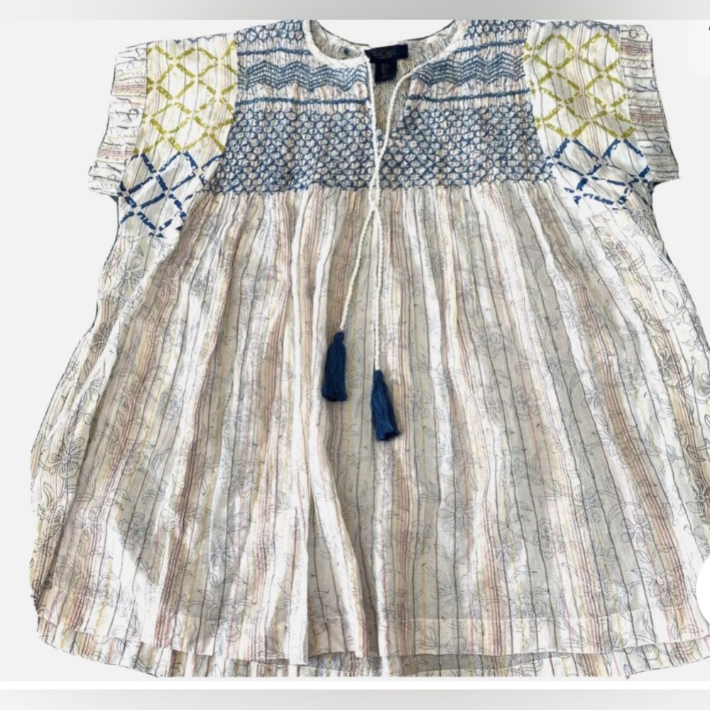 Rachel Roy Peasant Women’s Top Boho with Tassel, XL
